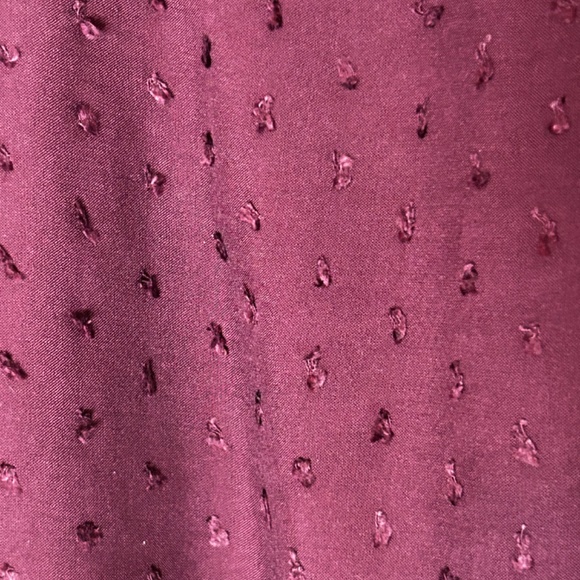 Burgundy H&M Clip Dot Tie Front Long Sleeve Blouse with Ruffled sleeves Size 6 - Picture 3 of 4